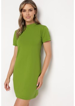 Zielona Bawełniana Sukienka T-shirtowa o Dopasowanym Kroju Maristar ze sklepu Born2be Odzież w kategorii Sukienki - zdjęcie 171166828