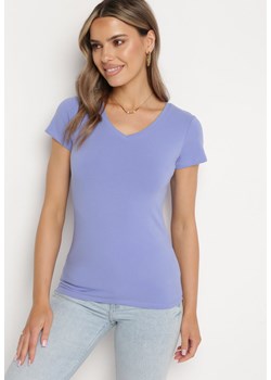 Fioletowy T-shirt Delolle ze sklepu Born2be Odzież w kategorii Bluzki damskie - zdjęcie 171167177