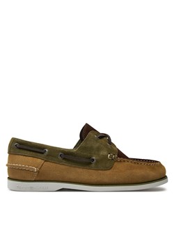 Mokasyny Tommy Hilfiger Th Boat Shoe Core C Block Suede FM0FM04630 Zielony ze sklepu eobuwie.pl w kategorii Mokasyny męskie - zdjęcie 171168315