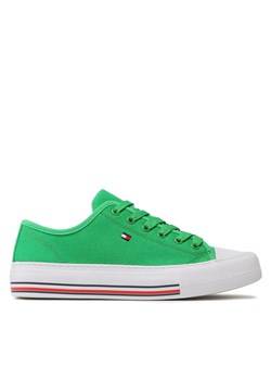 Trampki Tommy Hilfiger Low Cut Lace-Up Sneaker T3A9-32677-0890 Zielony ze sklepu eobuwie.pl w kategorii Trampki dziecięce - zdjęcie 171168347