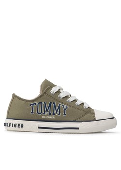 Trampki Tommy Hilfiger Low Cut Lace-Up Sneaker T3X4-32208-1352 M Military Green 414 ze sklepu eobuwie.pl w kategorii Trampki dziecięce - zdjęcie 171170269