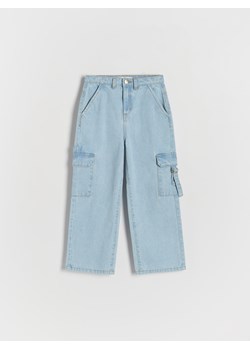 Reserved - Jeansy wide leg z kieszeniami cargo - niebieski ze sklepu Reserved w kategorii Spodnie dziewczęce - zdjęcie 171171635