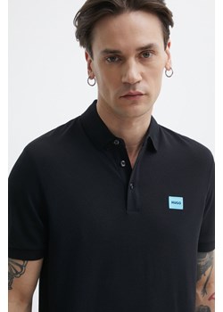 HUGO polo bawełniane kolor czarny z aplikacją ze sklepu ANSWEAR.com w kategorii T-shirty męskie - zdjęcie 171172257