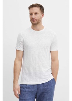 BOSS t-shirt lniany kolor biały gładki ze sklepu ANSWEAR.com w kategorii T-shirty męskie - zdjęcie 171172407