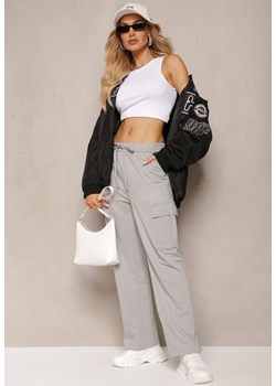 Szare Spodnie dresowe z Bawełny z Szerokimi Kieszeniami Cargo Tanelle ze sklepu Renee odzież w kategorii Spodnie damskie - zdjęcie 171172549