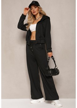 Czarny Komplet Dresowy z Bluzą z Kapturem i Szerokimi Spodniami Irabelle ze sklepu Renee odzież w kategorii Dresy damskie - zdjęcie 171172569