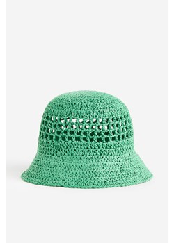 H & M - Słomkowy kapelusz o wyglądzie szydełkowej robótki - Zielony ze sklepu H&M w kategorii Czapki dziecięce - zdjęcie 171174567