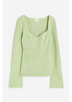 H & M - Top z dzianiny w prążki - Zielony ze sklepu H&M w kategorii Bluzki damskie - zdjęcie 171174678