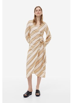 H & M - Kopertowa sukienka z domieszką lnu - Beżowy ze sklepu H&M w kategorii Sukienki - zdjęcie 171174738