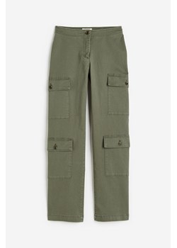 H & M - Spodnie cargo z bawełnianego diagonalu - Zielony ze sklepu H&M w kategorii Spodnie męskie - zdjęcie 171174778