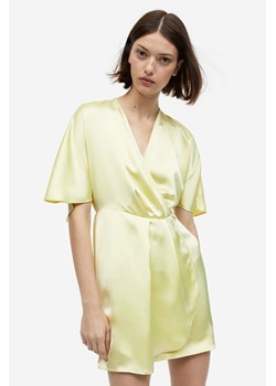 H & M - Satynowa sukienka kopertowa - Żółty ze sklepu H&M w kategorii Sukienki - zdjęcie 171174899
