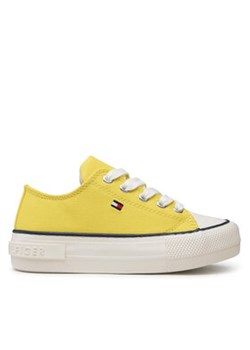 Tommy Hilfiger Trampki Low Cut Lace-Up Sneaker T3A4-32118-0890 M Żółty ze sklepu MODIVO w kategorii Trampki dziecięce - zdjęcie 171182847
