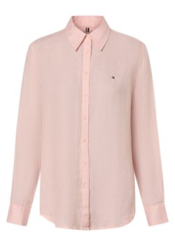 Tommy Hilfiger Lniana bluzka damska Kobiety len różowy jednolity ze sklepu vangraaf w kategorii Koszule damskie - zdjęcie 171184146