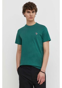 PS Paul Smith t-shirt bawełniany męski kolor zielony gładki M2R.010RZ.M20064 ze sklepu ANSWEAR.com w kategorii T-shirty męskie - zdjęcie 171185476