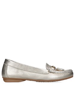 Złote mokasyny wykonane z naturalnej skóry licowej, Filipe Shoes, FI0402-01 ze sklepu Konopka Shoes w kategorii Mokasyny damskie - zdjęcie 171187556