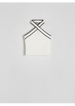 Reserved - Top z dekoltem halter - złamana biel ze sklepu Reserved w kategorii Bluzki damskie - zdjęcie 171188377