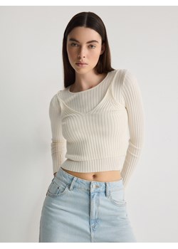 Reserved - Sweter z topem - kremowy ze sklepu Reserved w kategorii Swetry damskie - zdjęcie 171188437