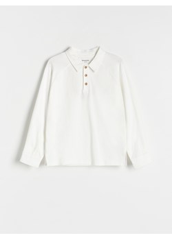 Reserved - Longsleeve polo oversize - złamana biel ze sklepu Reserved w kategorii T-shirty chłopięce - zdjęcie 171188497
