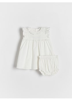 Reserved - Bawełniana sukienka z szortami - złamana biel ze sklepu Reserved w kategorii Komplety niemowlęce - zdjęcie 171188599