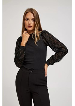 Elegancka czarna bluzka damska z ozdobnymi rękawami ze sklepu 5.10.15 w kategorii Bluzki damskie - zdjęcie 171189078
