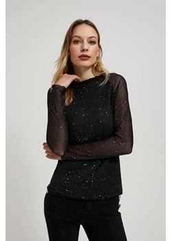 Elegancka czarna bluzka damska z tiulowymi rękawami ze sklepu 5.10.15 w kategorii Bluzki damskie - zdjęcie 171189165
