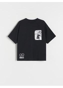 Reserved - T-shirt oversize SmileyWorld® - czarny ze sklepu Reserved w kategorii T-shirty chłopięce - zdjęcie 171189796