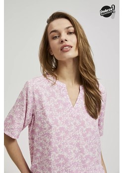 Koszula z krótkimi rękawami różowa ze sklepu Moodo.pl w kategorii Koszule damskie - zdjęcie 171190127