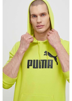 Puma bluza męska kolor zielony z kapturem z nadrukiem ze sklepu ANSWEAR.com w kategorii Bluzy męskie - zdjęcie 171190925