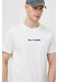 Helly Hansen t-shirt bawełniany męski kolor biały z aplikacją ze sklepu ANSWEAR.com w kategorii T-shirty męskie - zdjęcie 171191159