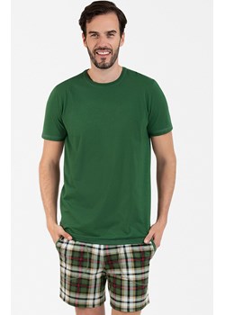 Piżama męska z krótkim rękawem i krótką nogawką zielona Seward BIS, Kolor zielony-kratka, Rozmiar M, Italian Fashion ze sklepu Intymna w kategorii Piżamy męskie - zdjęcie 171192936