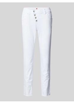 Spodnie o kroju slim fit z asymetryczną listwą guzikową model ‘Malibu’ ze sklepu Peek&Cloppenburg  w kategorii Spodnie damskie - zdjęcie 171193008