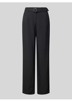 Spodnie z szerokimi nogawkami i materiałowym paskiem ze sklepu Peek&Cloppenburg  w kategorii Spodnie damskie - zdjęcie 171193078