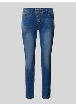 Jeansy o kroju slim fit z asymetryczną listwą guzikową model ‘Malibu’ ze sklepu Peek&Cloppenburg  w kategorii Jeansy damskie - zdjęcie 171193097