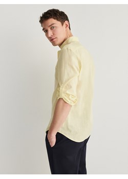 Reserved - Koszula regular fit z lnem - żółty ze sklepu Reserved w kategorii Koszule męskie - zdjęcie 171196366