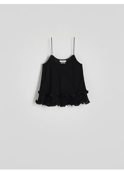 Reserved - Krótka plisowana bluzka - czarny ze sklepu Reserved w kategorii Bluzki damskie - zdjęcie 171196516