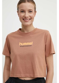 Hummel t-shirt bawełniany damski kolor brązowy ze sklepu ANSWEAR.com w kategorii Bluzki damskie - zdjęcie 171197359