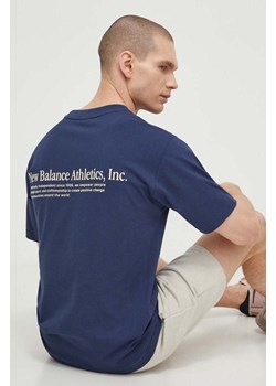 New Balance t-shirt bawełniany męski kolor granatowy z aplikacją MT41588NNY ze sklepu ANSWEAR.com w kategorii T-shirty męskie - zdjęcie 171197465