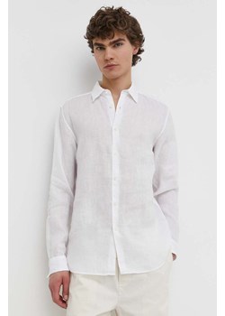 Theory koszula lniana kolor biały regular z kołnierzykiem klasycznym ze sklepu ANSWEAR.com w kategorii Koszule męskie - zdjęcie 171197475
