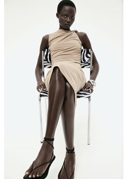 H & M - Marszczona sukienka midi - Brązowy ze sklepu H&M w kategorii Sukienki - zdjęcie 171197768