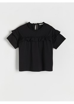 Reserved - T-shirt z falbaną - czarny ze sklepu Reserved w kategorii Bluzki dziewczęce - zdjęcie 171198518