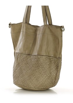 Torba pleciona shopper ze skóry & hobo leather bag - MARCO MAZZINI beżowa taupe ze sklepu Verostilo w kategorii Torby Shopper bag - zdjęcie 171203956