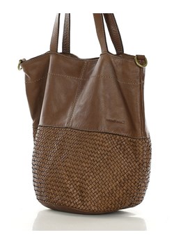 Torba pleciona shopper ze skóry & hobo leather bag - MARCO MAZZINI brąz ze sklepu Verostilo w kategorii Torby Shopper bag - zdjęcie 171204116