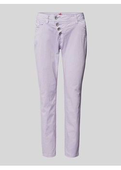 Spodnie o kroju slim fit z asymetryczną listwą guzikową model ‘Malibu’ ze sklepu Peek&Cloppenburg  w kategorii Spodnie damskie - zdjęcie 171206327