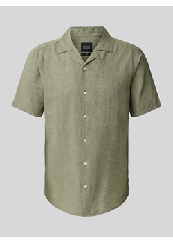 Koszula lniana o kroju slim fit z rękawem o dł. 1/2 model ‘CAIDEN’ ze sklepu Peek&Cloppenburg  w kategorii Koszule męskie - zdjęcie 171206449