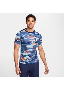 Męska przedmeczowa koszulka piłkarska z krótkim rękawem Nike Dri-FIT Holandia Academy Pro - Niebieski ze sklepu Nike poland w kategorii T-shirty męskie - zdjęcie 171206745