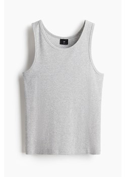 H & M - Prążkowana koszulka Slim Fit - Szary ze sklepu H&M w kategorii Bluzki damskie - zdjęcie 171206825