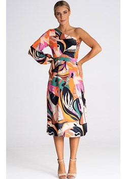 Sukienka damska midi na jedno ramię M961/125, Kolor multicolour, Rozmiar L, Figl ze sklepu Primodo w kategorii Sukienki - zdjęcie 171209058