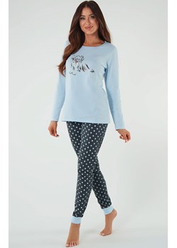Bawełniana piżama damska niebieska 140K, Kolor niebieski-wzór, Rozmiar L, Italian Fashion ze sklepu Primodo w kategorii Piżamy damskie - zdjęcie 171209106