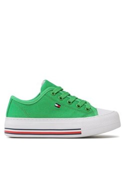 Tommy Hilfiger Trampki Low Cut Lace-Up Sneaker T3A9-32677-0890 M Zielony ze sklepu MODIVO w kategorii Trampki dziecięce - zdjęcie 171211628