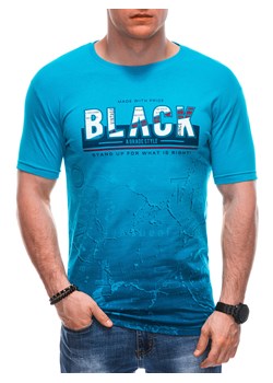 T-shirt męski z nadrukiem 1878S - jasnoturkusowy ze sklepu Edoti w kategorii T-shirty męskie - zdjęcie 171218967